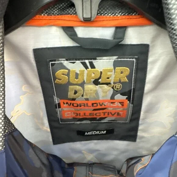 Superdry Ryley Overhead 1/4 Zip Jacket Smart Casual Lightweight Blue Camo Medium - Picture 6 of 11